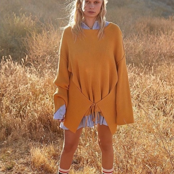 Free People Sweaters - Free People FP Beach Brig Tie Front Sweater Orange XS